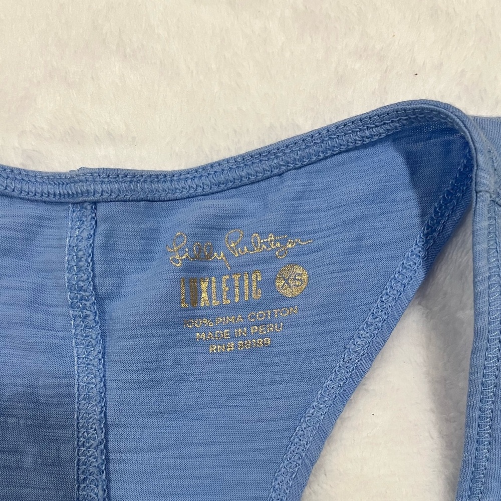 Lilly Pulitzer Luxletic Etta V-Neck Tank Top Pima Cotton Blue XS - Picture 4 of 7